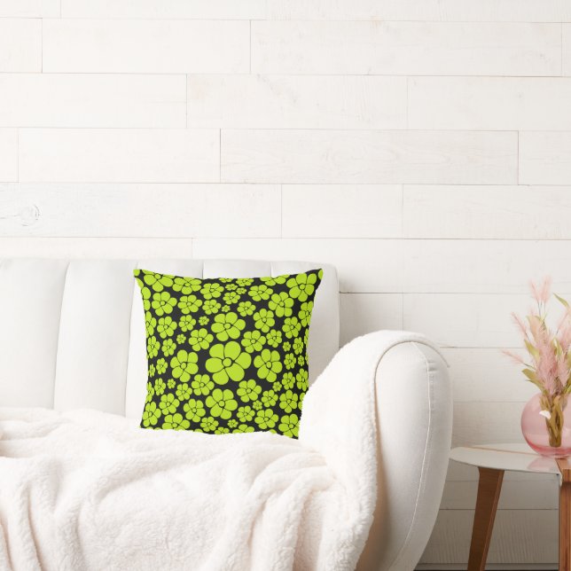Flower Pattern - Lime Green Cushion (Couch)