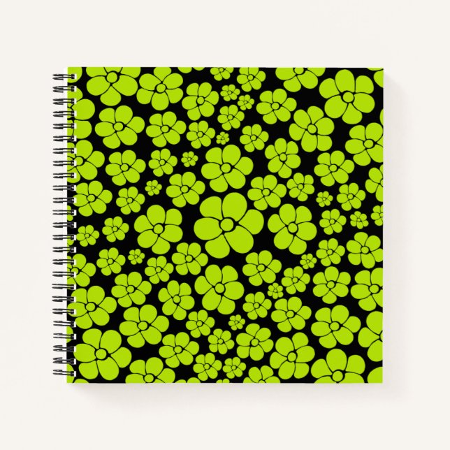 Flower Pattern - Lime Green Notebook (Front)