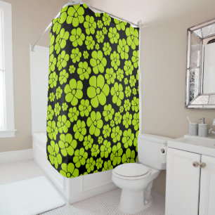 Flower Pattern - Lime Green Shower Curtain