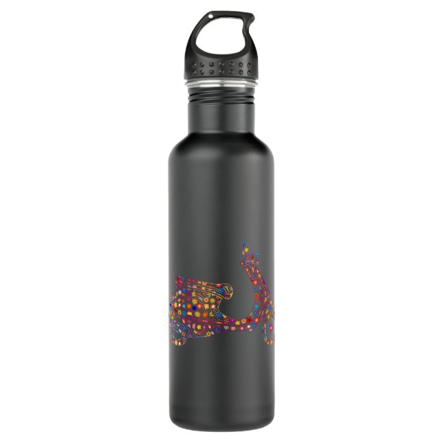 Flower Pattern Motor-Scooter Motorcycle 710 Ml Water Bottle (Front)