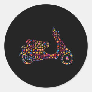 Flower Pattern Motor-Scooter Motorcycle Classic Round Sticker