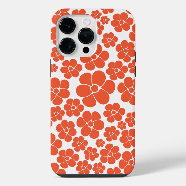 Flower Pattern - Orange and White iPhone Case (Back)
