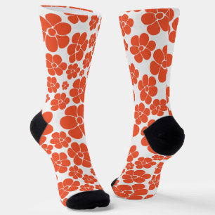 Flower Pattern - Orange and White Socks