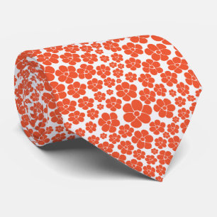 Flower Pattern - Orange and White Tie