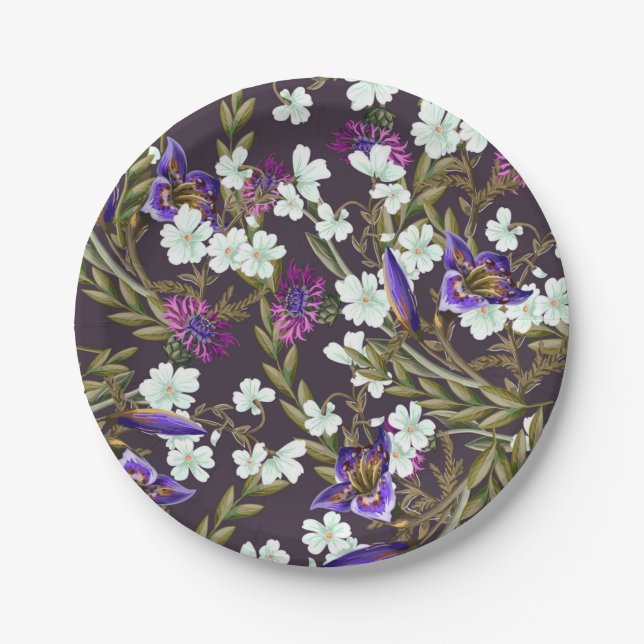 Flower pattern paper plate (Front)