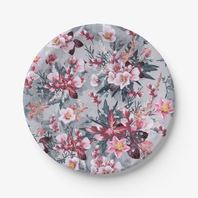 Flower pattern paper plate (Front)