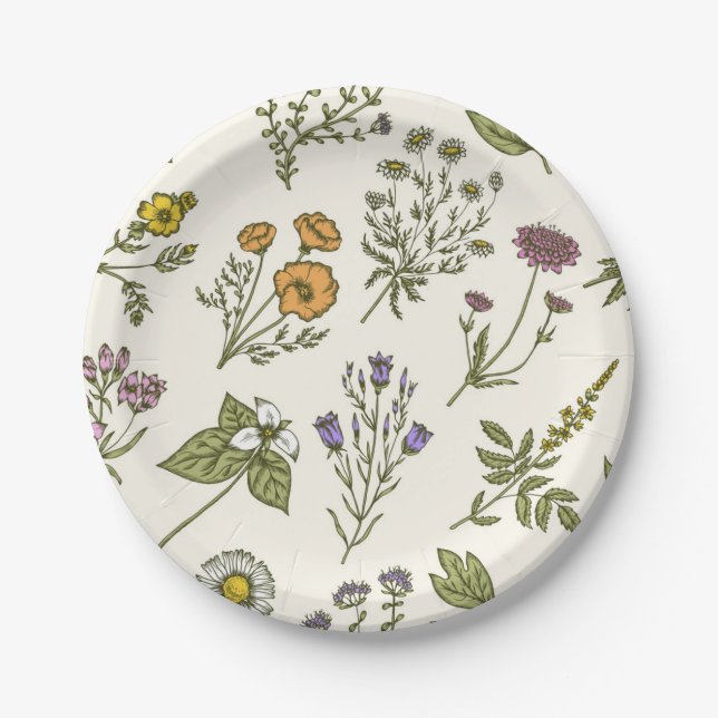 Flower pattern paper plate (Front)