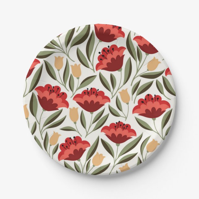 Flower pattern paper plate (Front)