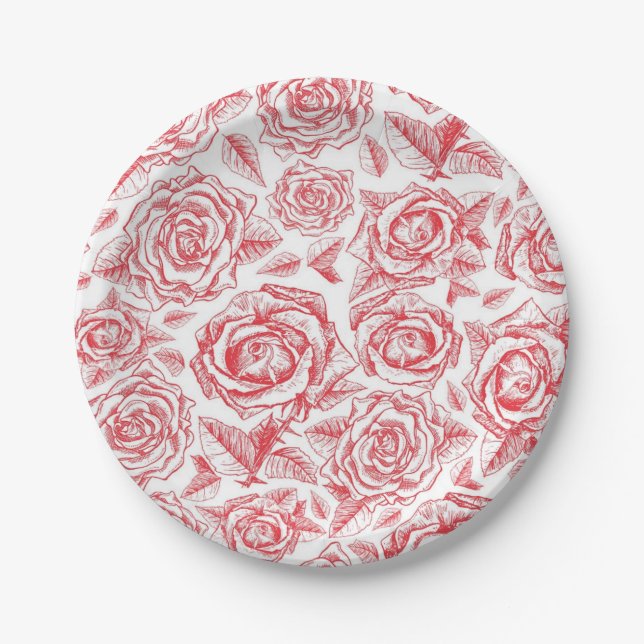 Flower pattern paper plate (Front)
