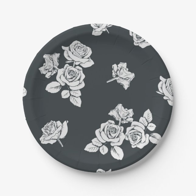 Flower pattern paper plate (Front)