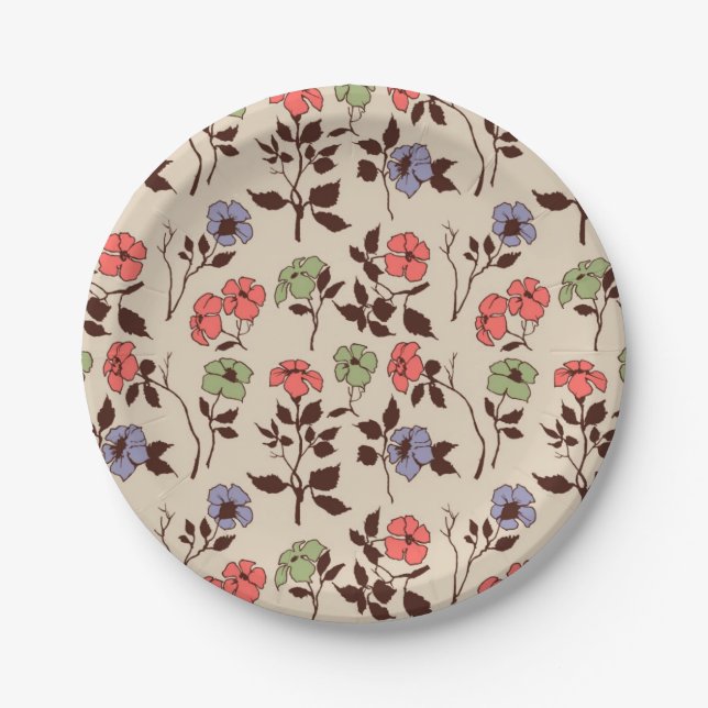 Flower pattern paper plate (Front)