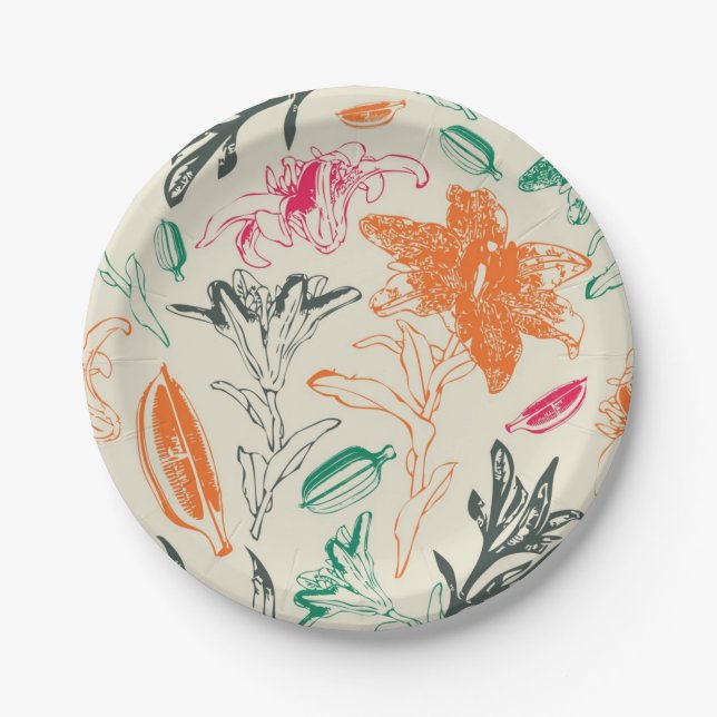 Flower pattern paper plate (Front)