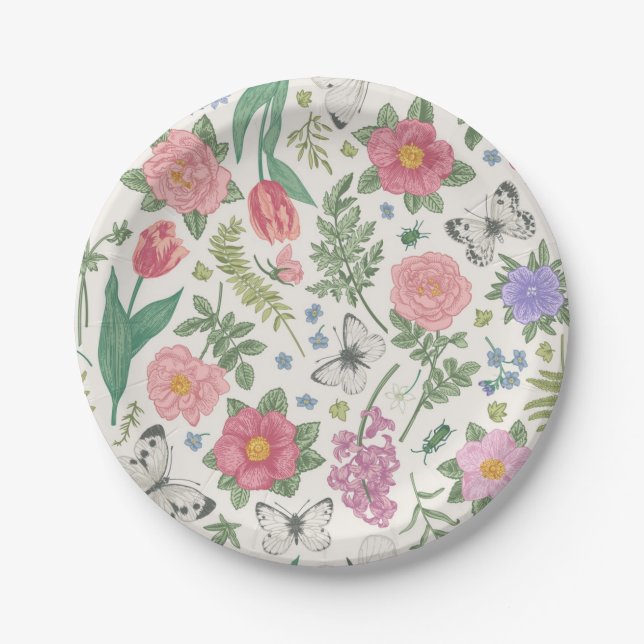 Flower pattern paper plate (Front)