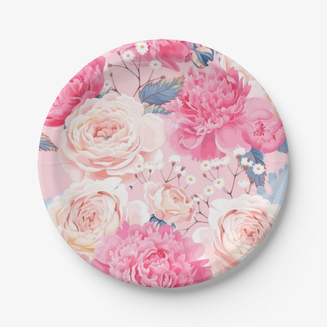 Flower pattern paper plate (Front)