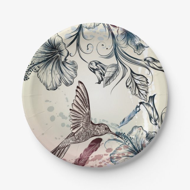 Flower pattern paper plate (Front)