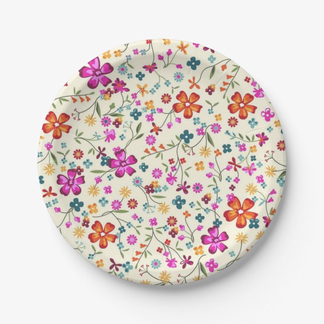 Flower pattern paper plate (Front)