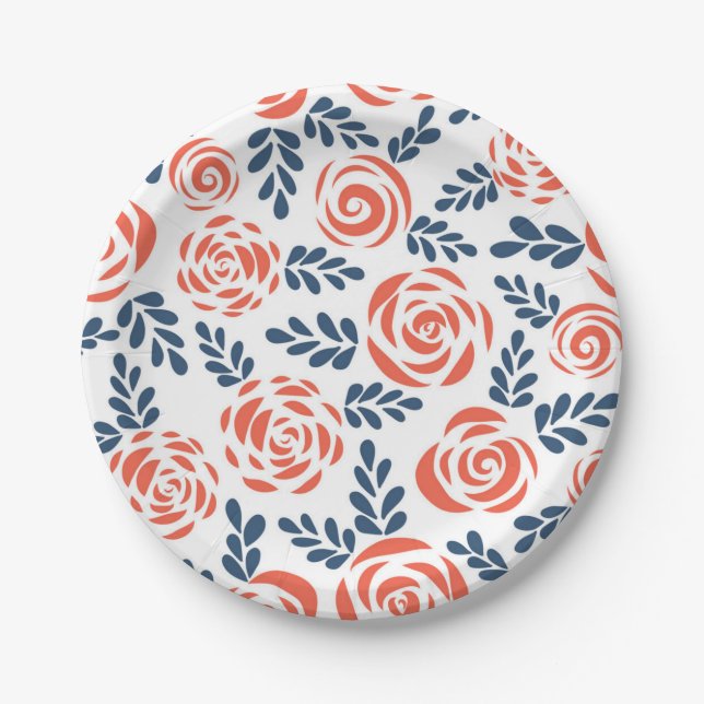 Flower pattern paper plate (Front)