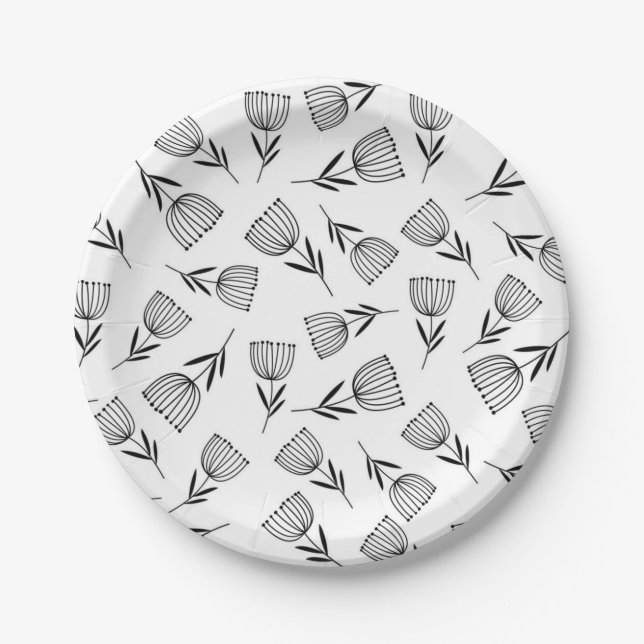 Flower pattern paper plate (Front)