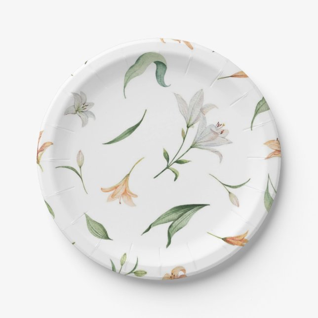 Flower pattern paper plate (Front)