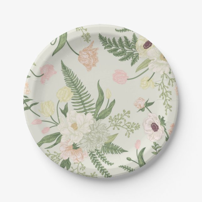 Flower pattern paper plate (Front)