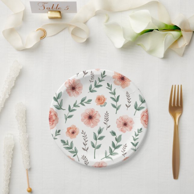 Flower pattern Party Paper Plate (Wedding)