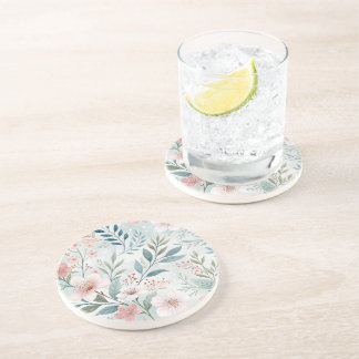 Flower Pattern Pastel Drawing Coaster