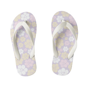 Flower Pattern - Pastel Pink, Yellow and Purple Kid's Thongs