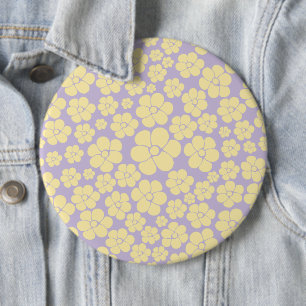 Flower Pattern - Pastel Yellow and Purple 6 Cm Round Badge