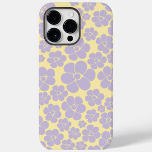 Flower Pattern - Pastel Yellow and Purple Case-Mate iPhone 14 Pro Max Case