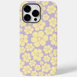 Flower Pattern - Pastel Yellow and Purple Case-Mate iPhone 14 Pro Max Case