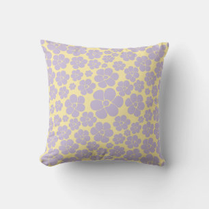 Flower Pattern - Pastel Yellow and Purple  Cushion