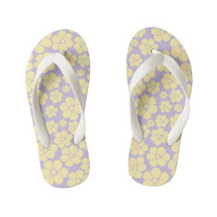 Flower Pattern - Pastel Yellow and Purple  Kid's Thongs