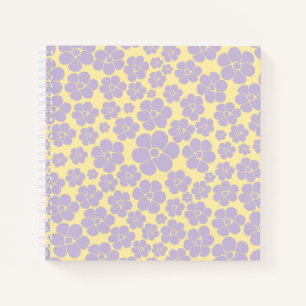 Flower Pattern - Pastel Yellow and Purple Notebook