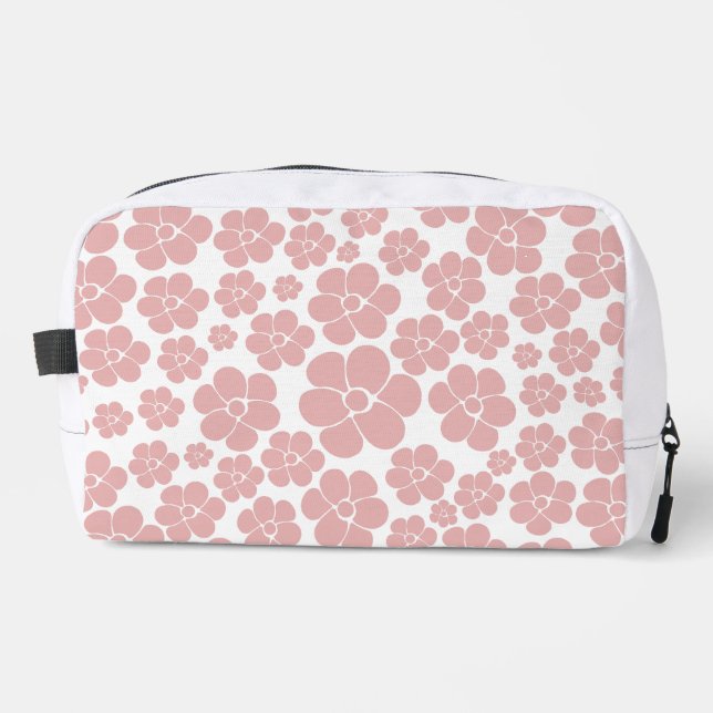 Flower Pattern - Pink and White  Dopp Kit (Front)