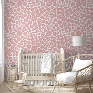 Flower Pattern - Pink and White Wallpaper