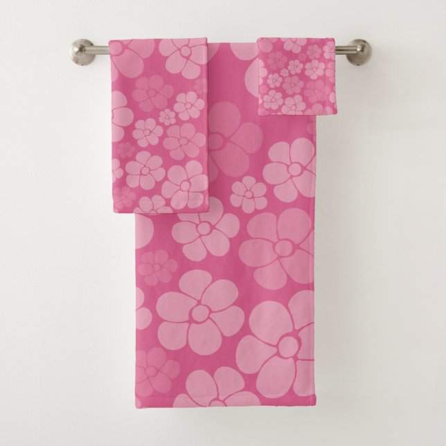 Flower Pattern - Pink Bath Towel Set (Insitu)