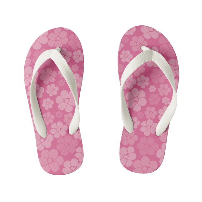 Flower Pattern - Pink Kid's Thongs (Footbed)