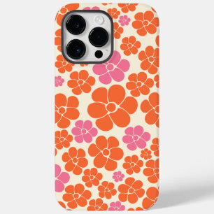Flower Pattern - Pink, Orange and Cream Case-Mate iPhone 14 Pro Max Case