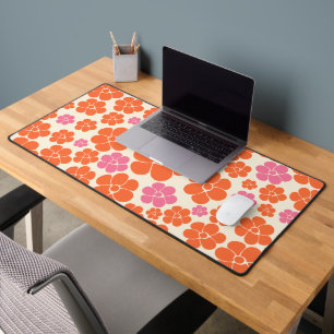 Flower Pattern - Pink, Orange and Cream Desk Mat