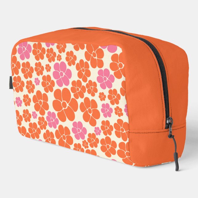 Flower Pattern - Pink, Orange and Cream Dopp Kit (Right Corner)