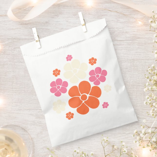 Flower Pattern - Pink, Orange and Cream Favour Bag (Clipped)
