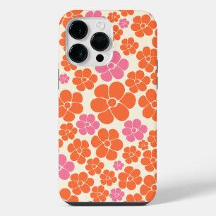 Flower Pattern - Pink, Orange and Cream iPhone 14 Pro Max Case