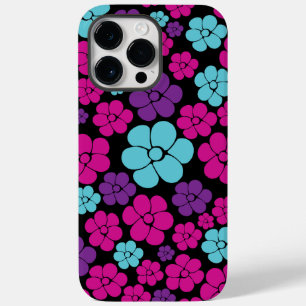 Flower Pattern - Pink, Purple, Blue and Black Case-Mate iPhone 14 Pro Max Case