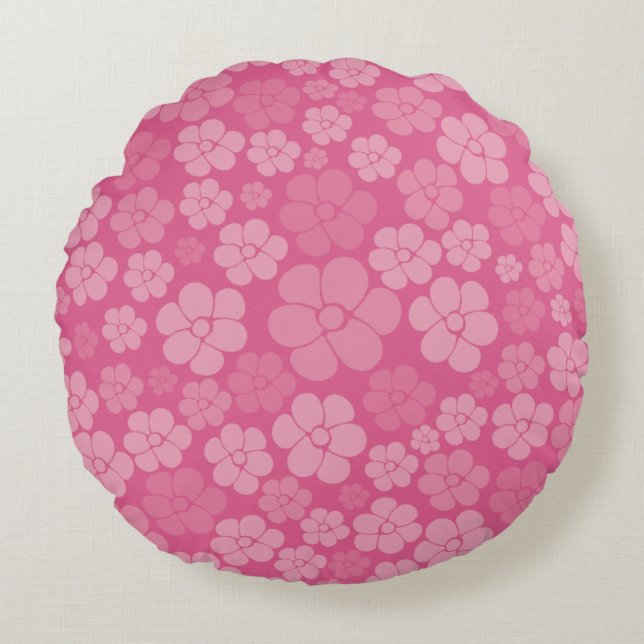 Flower Pattern - Pink  Round Cushion (Front)