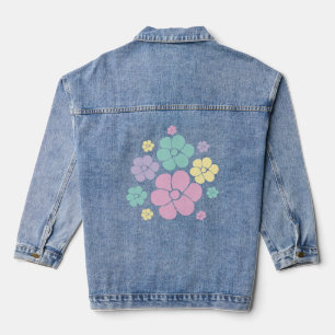 Flower Pattern - Pink, Yellow, Purple and Green Denim Jacket