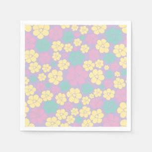 Flower Pattern - Pink, Yellow, Purple and Green Napkin
