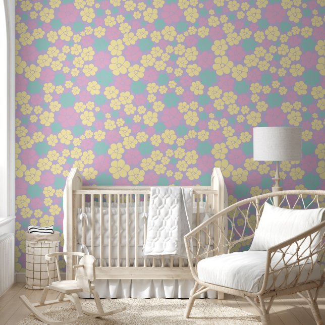 Flower Pattern - Pink, Yellow, Purple and Green Wallpaper (Kids)