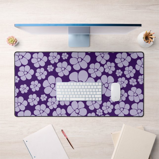Flower Pattern - Purple Throw Pillow Desk Mat (Office 1)