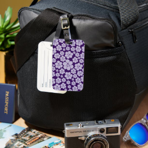 Flower Pattern - Purple Throw Pillow Luggage Tag