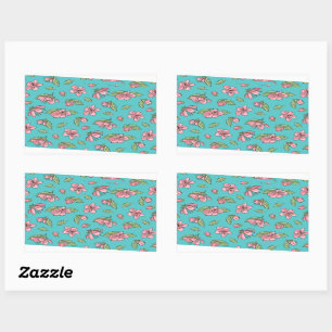 Flower pattern rectangular sticker